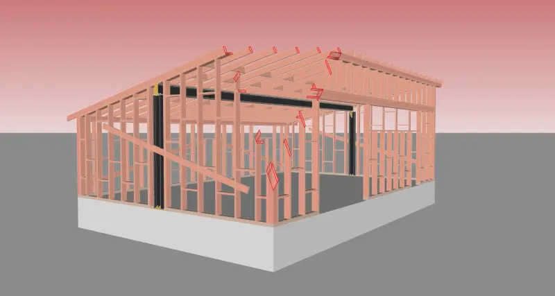 строительный ПРОЕКТ каркасного гаража-склада с большим пролетом