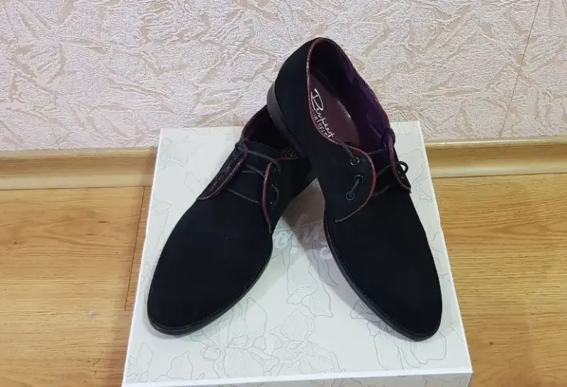 Мужские полуботинки туфли дерби чёрные, велюр, размер 39, 40